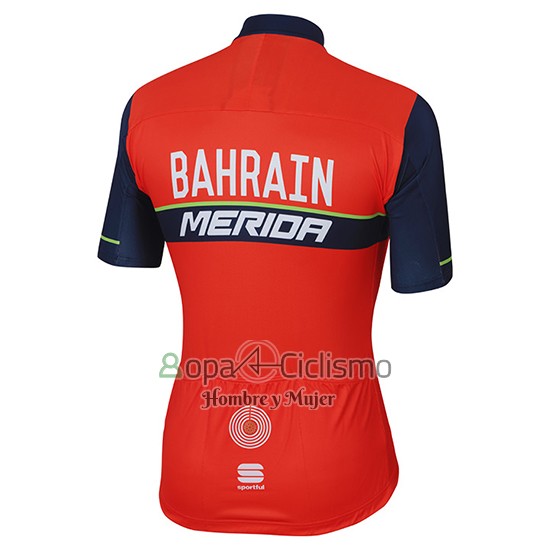 Bahrain Merida Ropa Ciclismo Culotte Corto 2017 Mangas Cortas Rojo